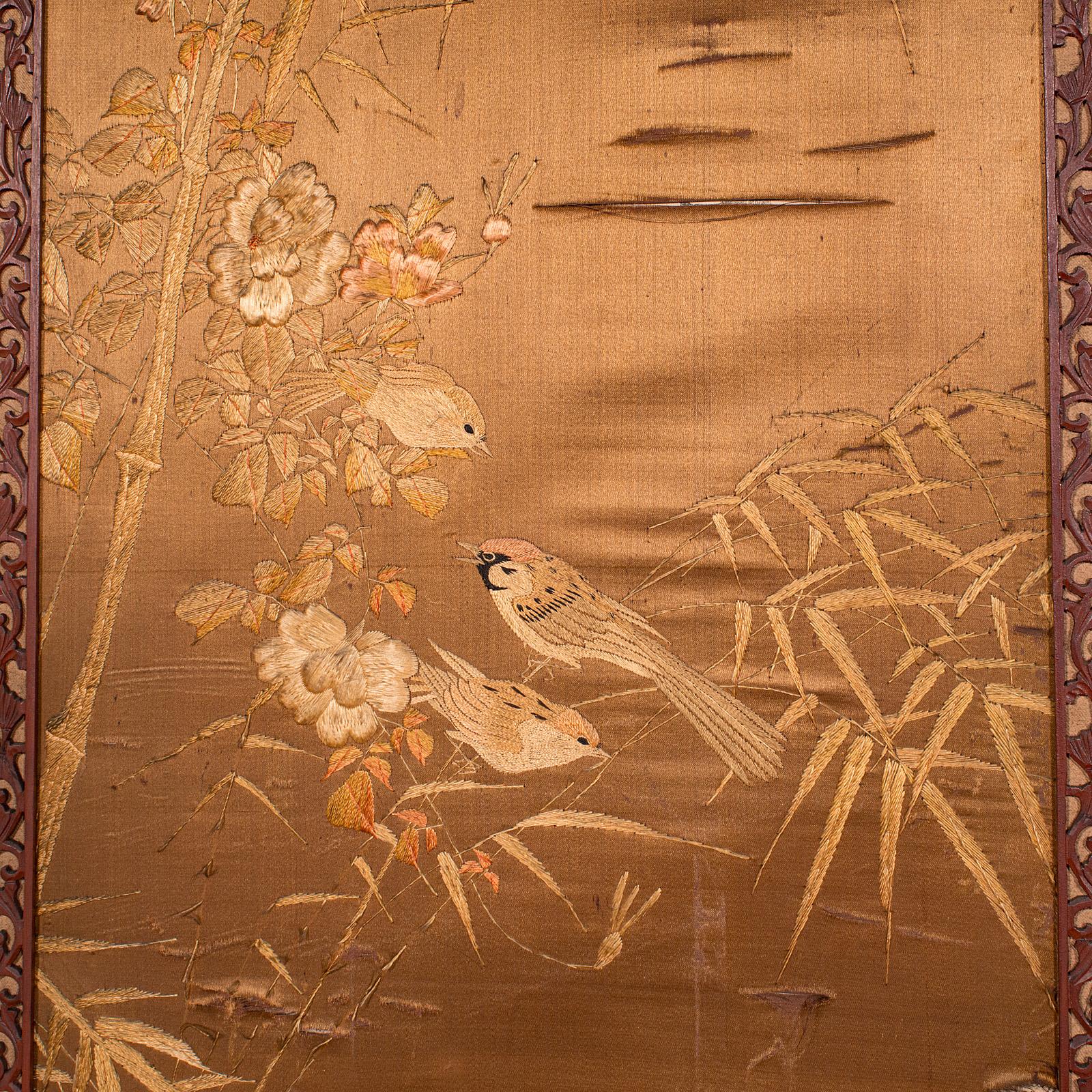Antique Photographic Prop Screen, Japanese, Silk Cotton, Room Divider, Victorian In Good Condition For Sale In Hele, Devon, GB