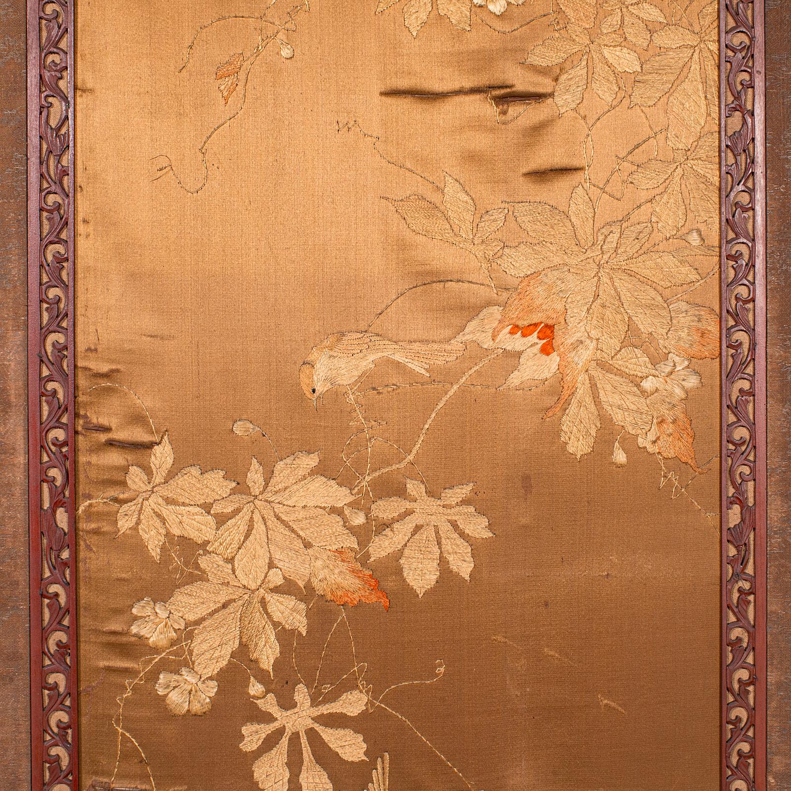 19th Century Antique Photographic Prop Screen, Japanese, Silk Cotton, Room Divider, Victorian For Sale