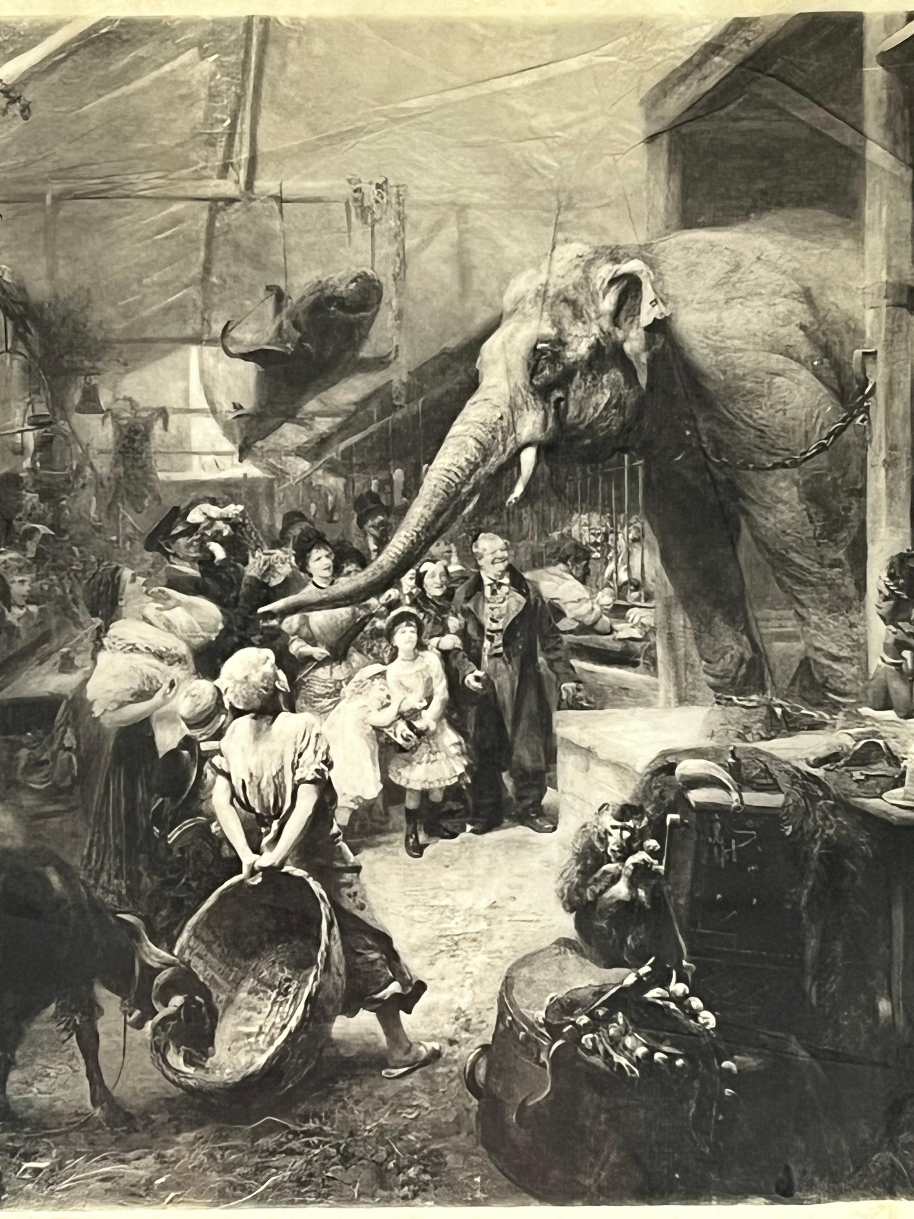 Antique Photogravure of a Tierbude or Circus Zoo by Paul Meyerheim German Artist For Sale 2