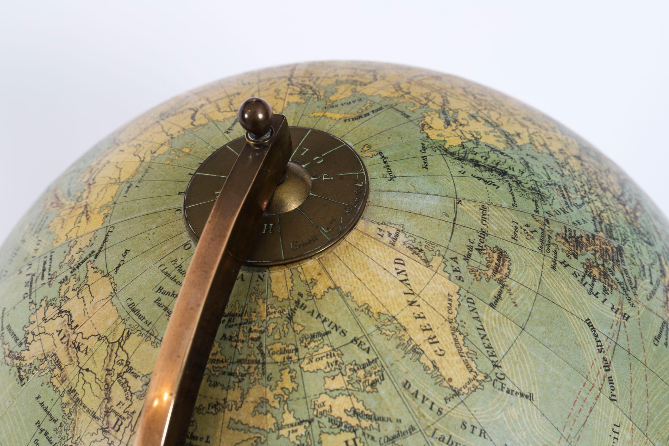 Antique Physical and Political Library Globe Merzbach & Falk Brussels Dated 1881 For Sale 5