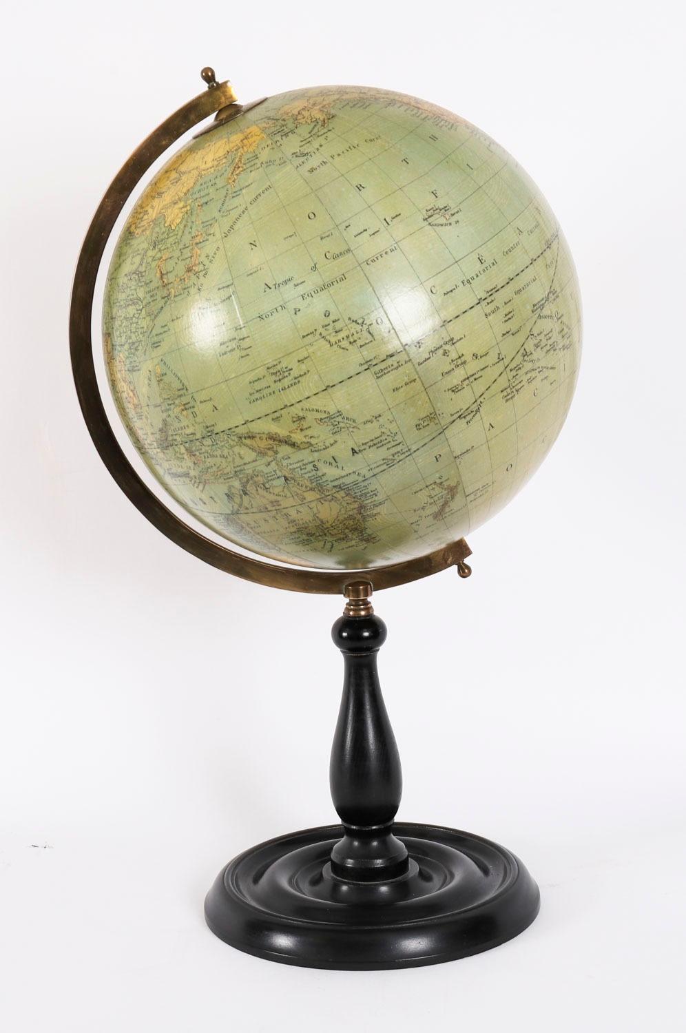 Antique Physical and Political Library Globe Merzbach & Falk Brussels Dated 1881 For Sale 10