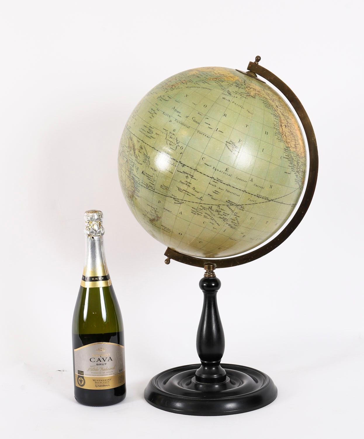 Antique Physical and Political Library Globe Merzbach & Falk Brussels Dated 1881 For Sale 13