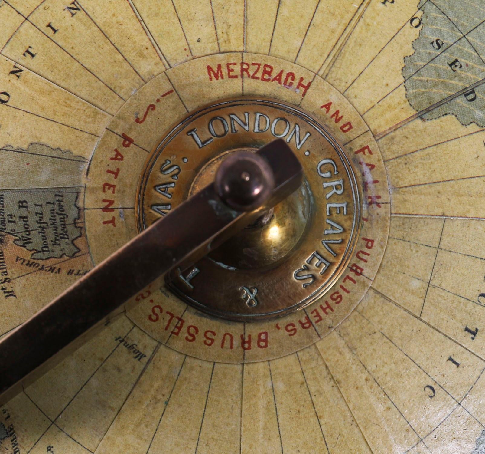 Antique Physical and Political Library Globe Merzbach & Falk Brussels Dated 1881 For Sale 2