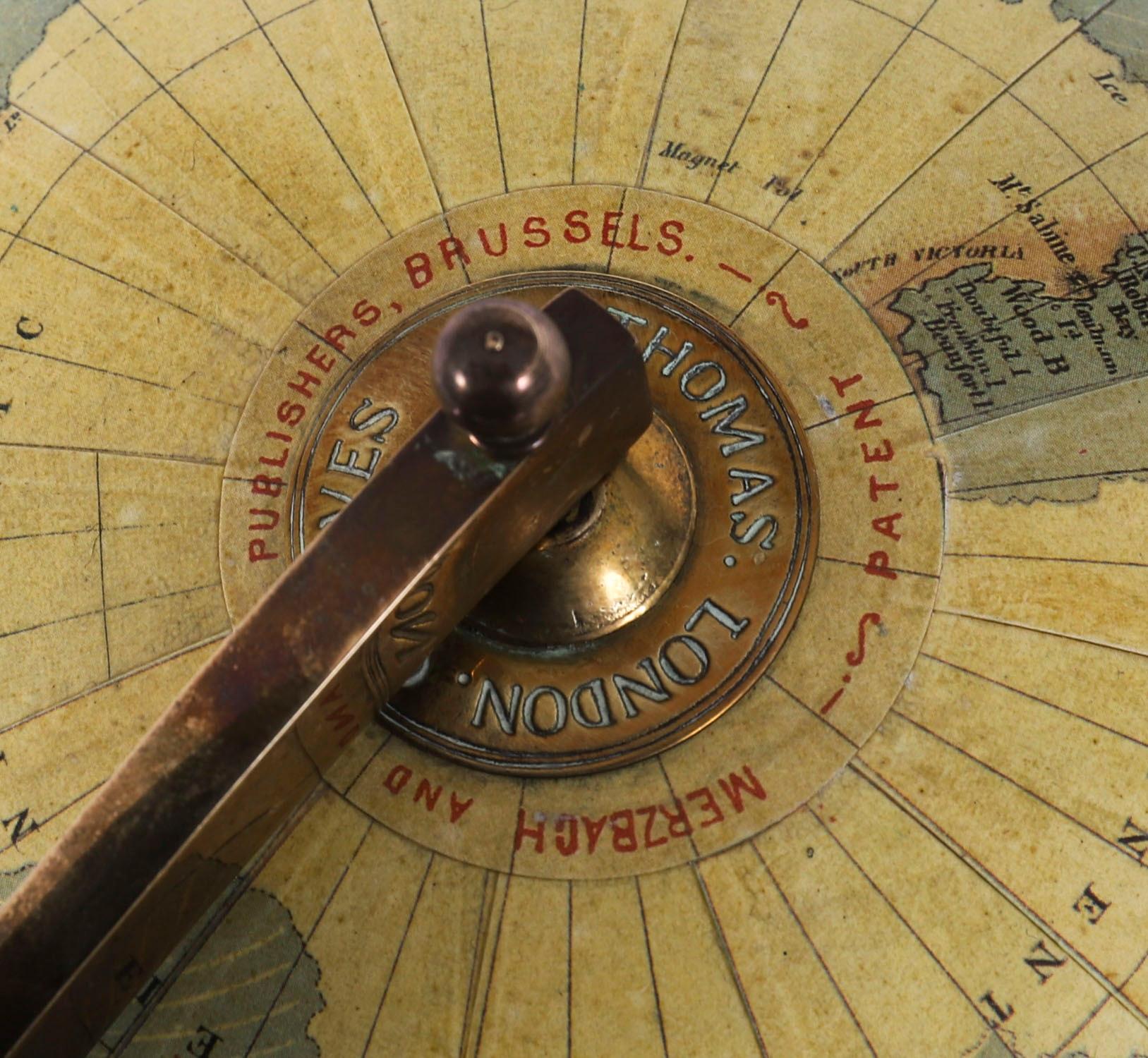 Antique Physical and Political Library Globe Merzbach & Falk Brussels Dated 1881 For Sale 3
