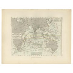 Antike physische Karte des Indischen Ozeans von Johnston „1850“