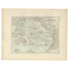 Carte physique ancienne de l'océan Pacifique par Johnston, '1850'