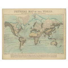 Antike physische Karte der Welt von Reynolds, 1849