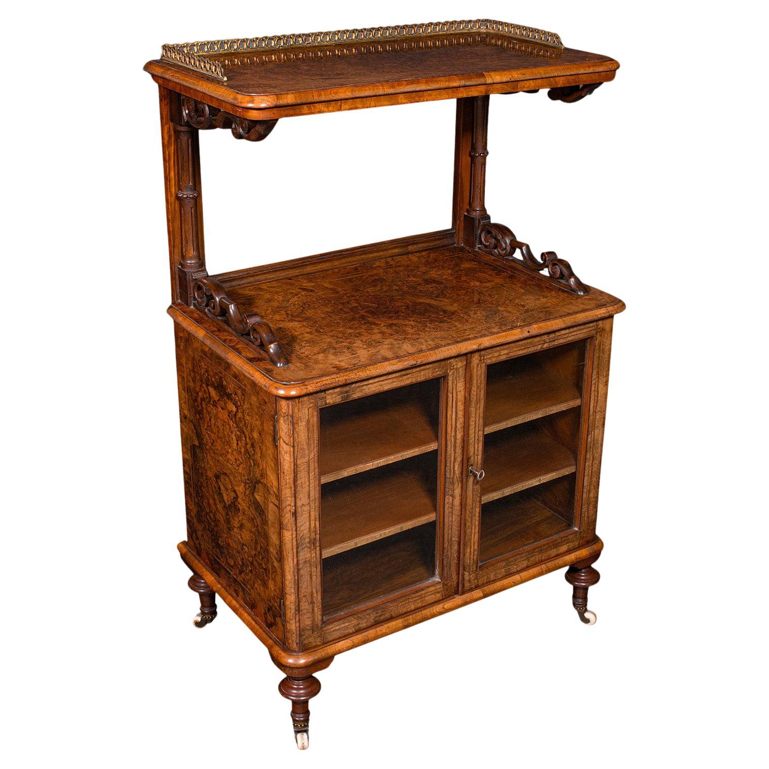 Antique Pianist
s Lounge Server, English, Burr Walnut, Music Cabinet, Victorian