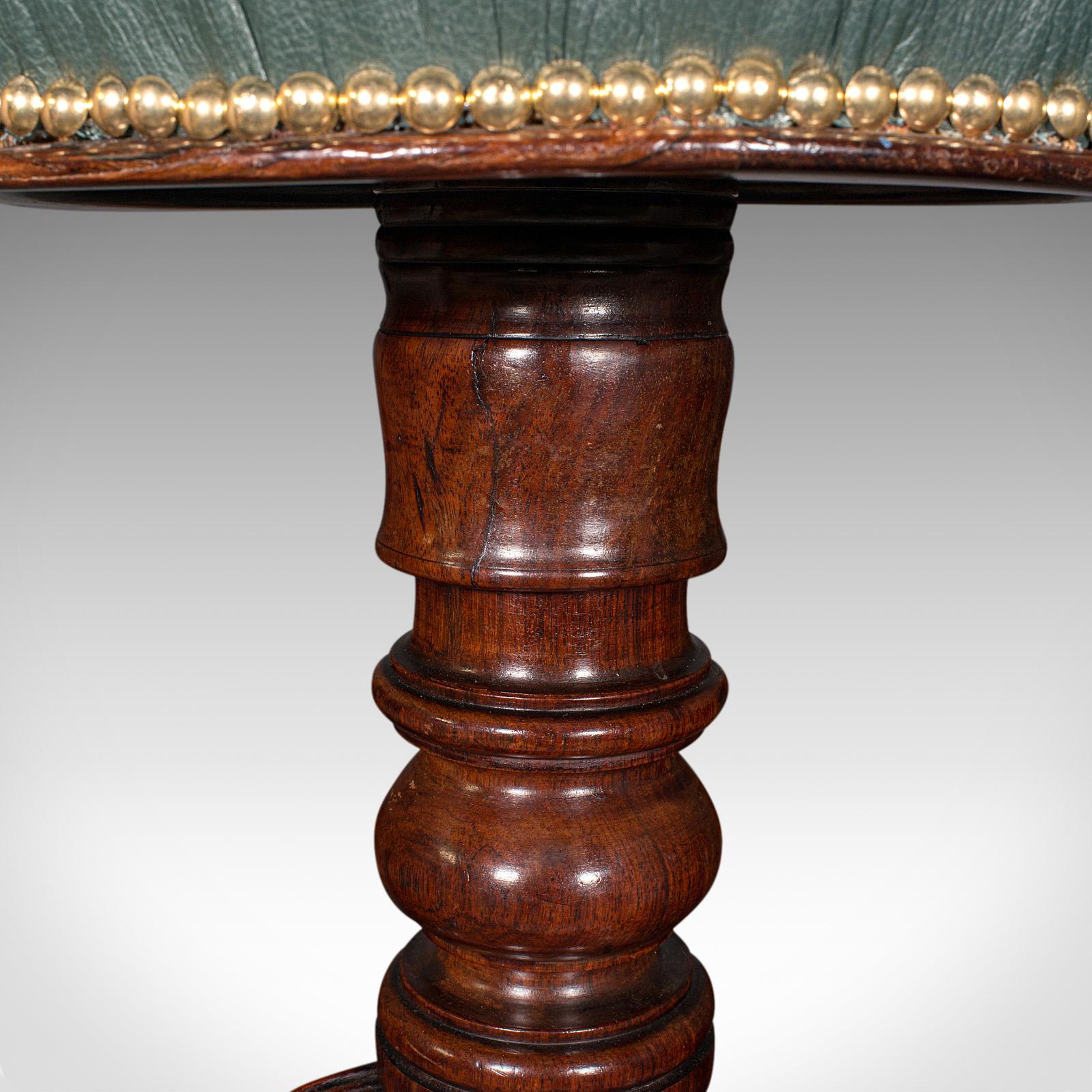 Antique Piano Stool, English, Leather, Riser, Recital, Dressing, Victorian, 1850 For Sale 1