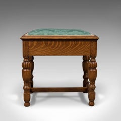 Antique Piano Stool, English Oak Music Seat, Edwardian, circa 1910