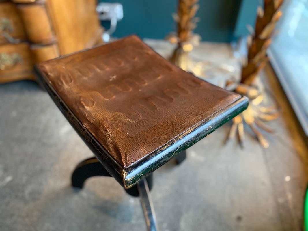 Leather Antique Piano Stool, Height Adjustable, circa 1900