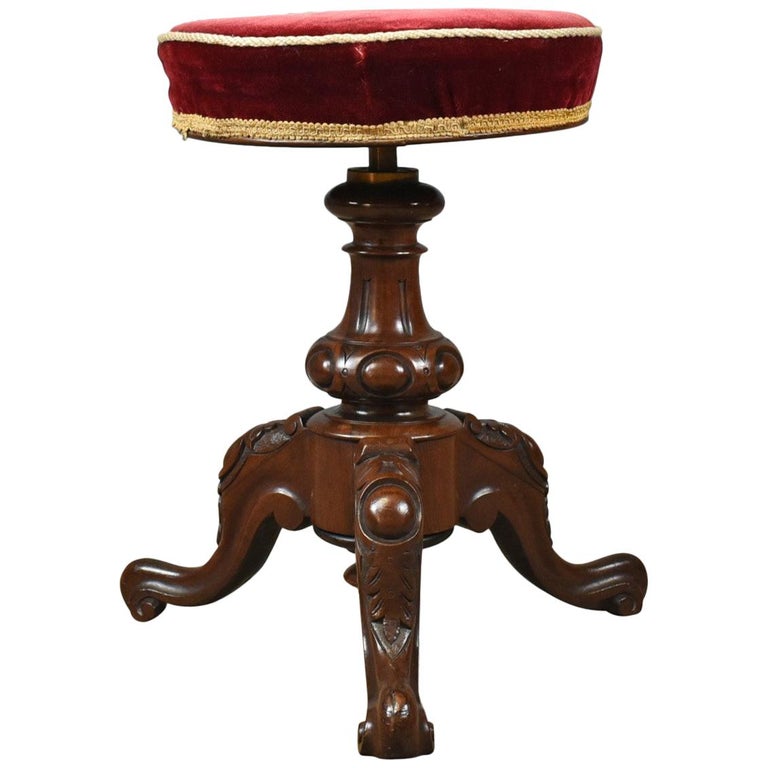 Antique Piano Stool, Rosewood, Adjustable, Music, English, Victorian