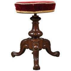 Antique Piano Stool, Rosewood, Adjustable, Music, English, Victorian, circa 1880