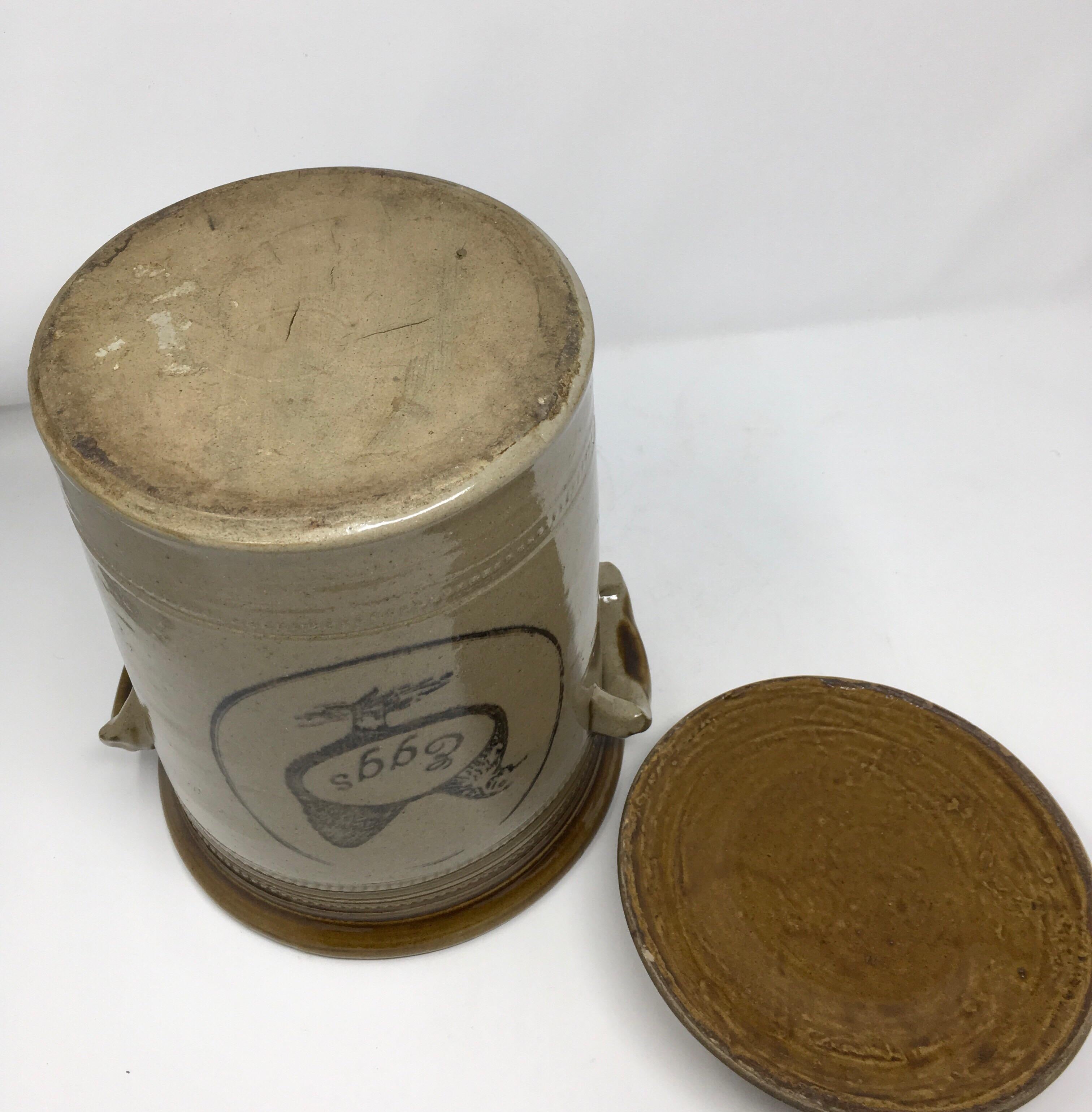 English Antique Pickled Egg Crock with Lid