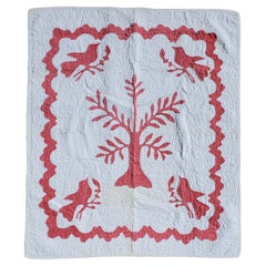 Antique Pictorial 19thc Crib Quilt from New England