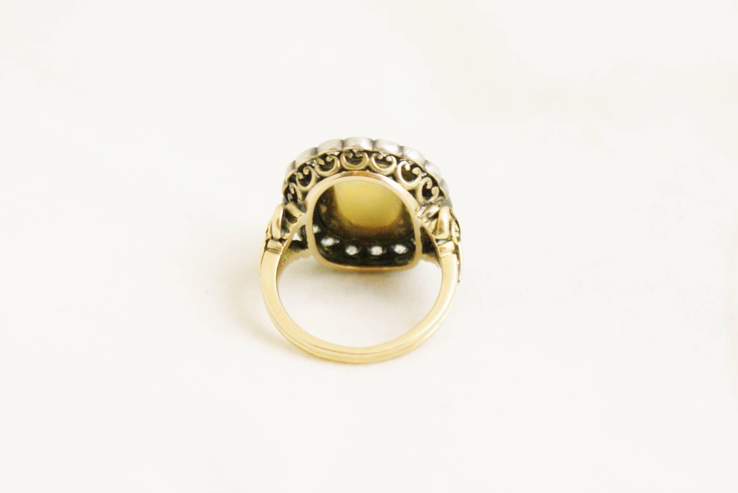 George IV Antique Pictorial Agate and Diamond Ring For Sale