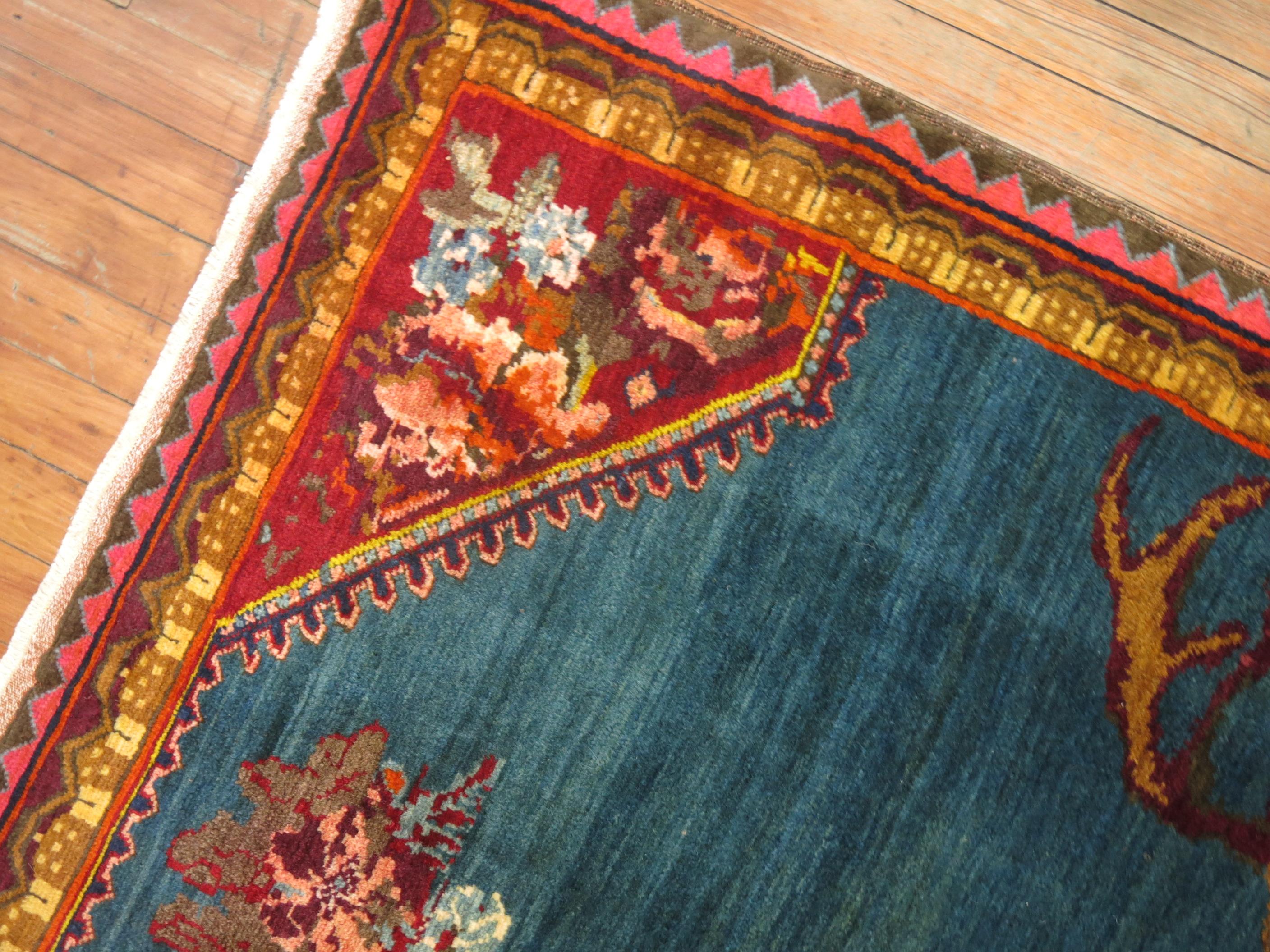 Antique Pictorial Deer Rug at 1stDibs | vintage deer rug, deer carpet ...