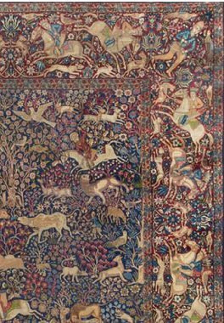 Persian Antique Pictorial Kirman Rug, circa 1890 11'3 x 19' For Sale
