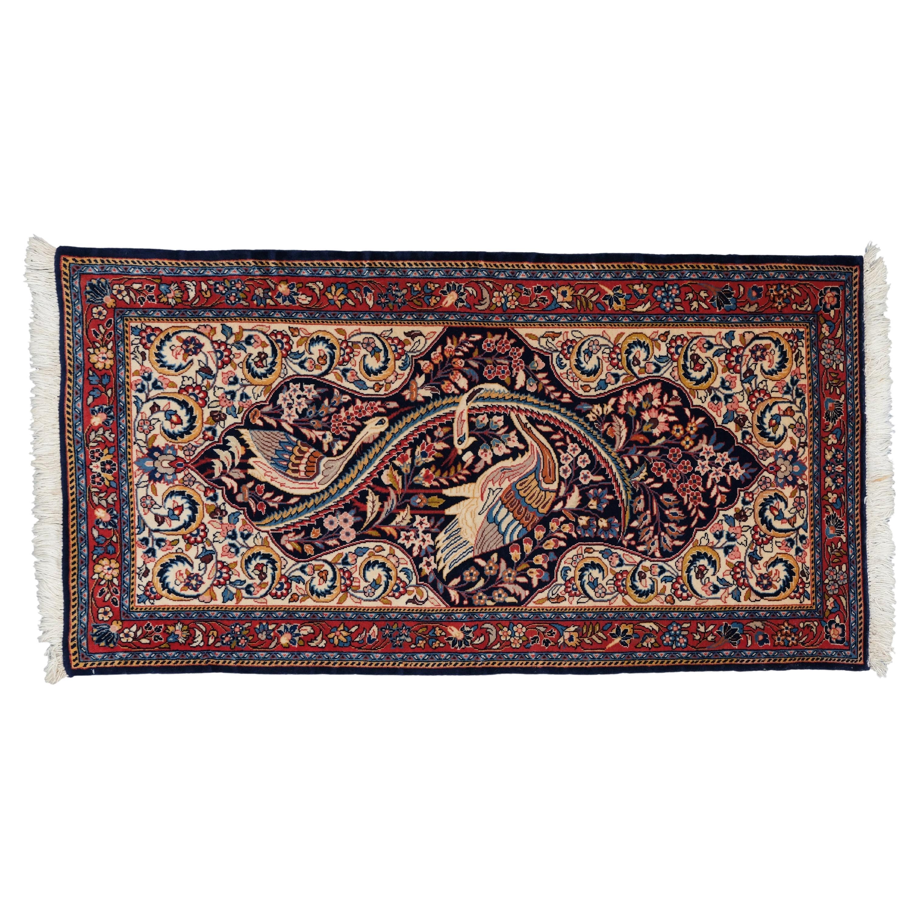 Antiker malerischer Qum-Teppich - 19. Jahrhundert, malerischer Qum-Teppich, Vintage-Teppich