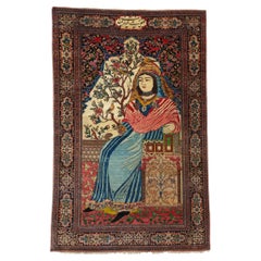 Antique Pictorial Rug - Late 19th Century Hand Knotted Wool Rug