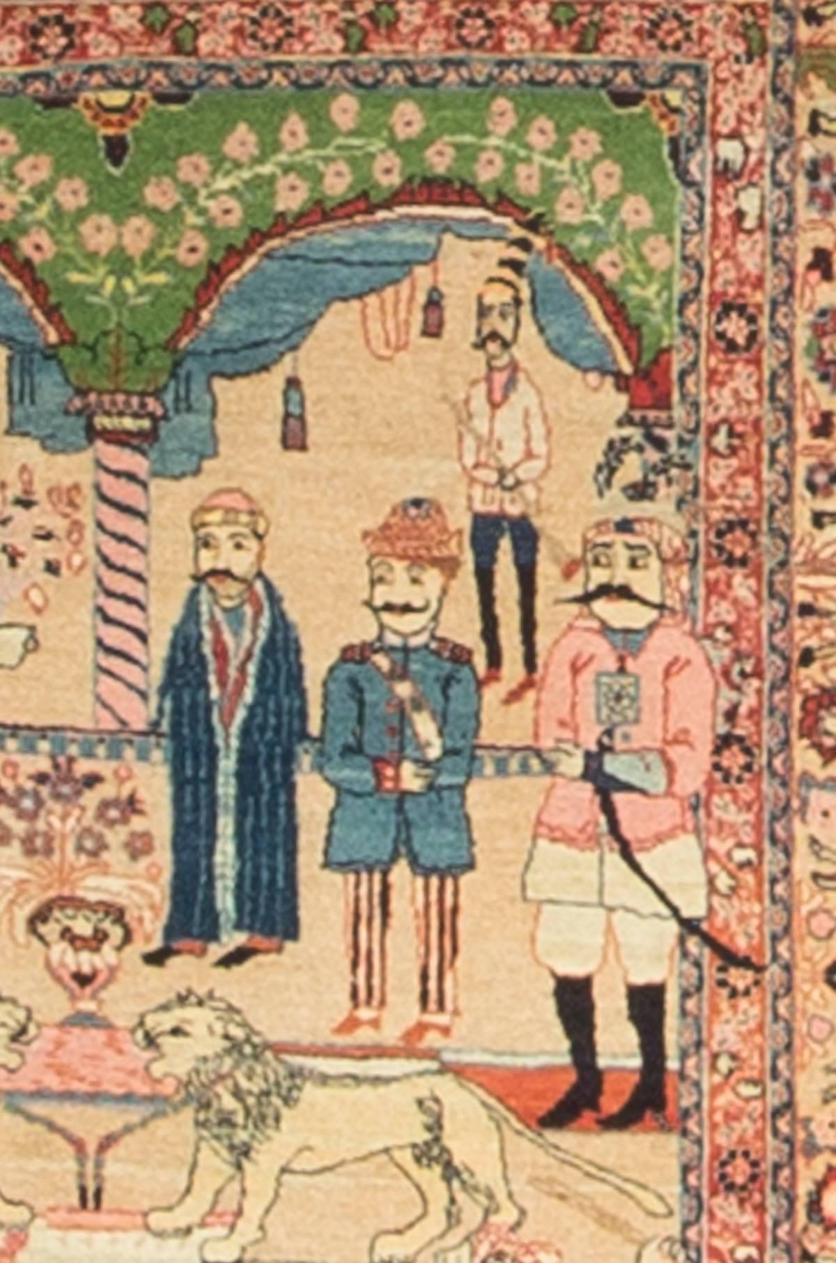Annodato a mano Antico tappeto Tabriz pittorico, 1880 circa 4'6 x 6' in vendita