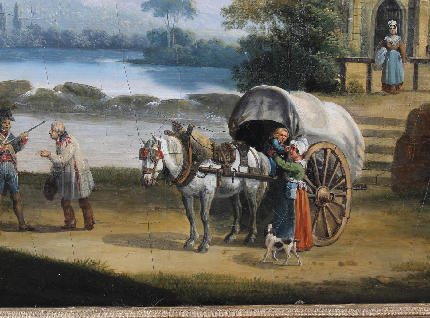 French Picture Clock, First Half of the 19th Century, France, Oil on Canvas, Movement