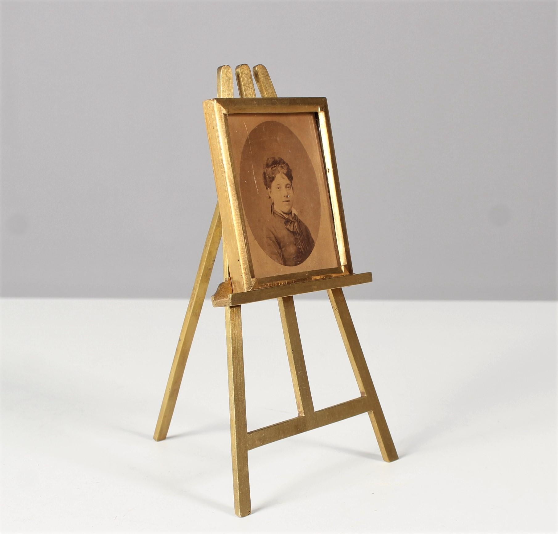 French Antique Picture Frame, Brass Easel, Late 19th Century, France For Sale