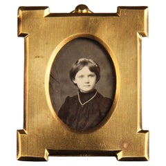 Marco antiguo, Marco de fotos de latón, Francia, 2 x 3 cm