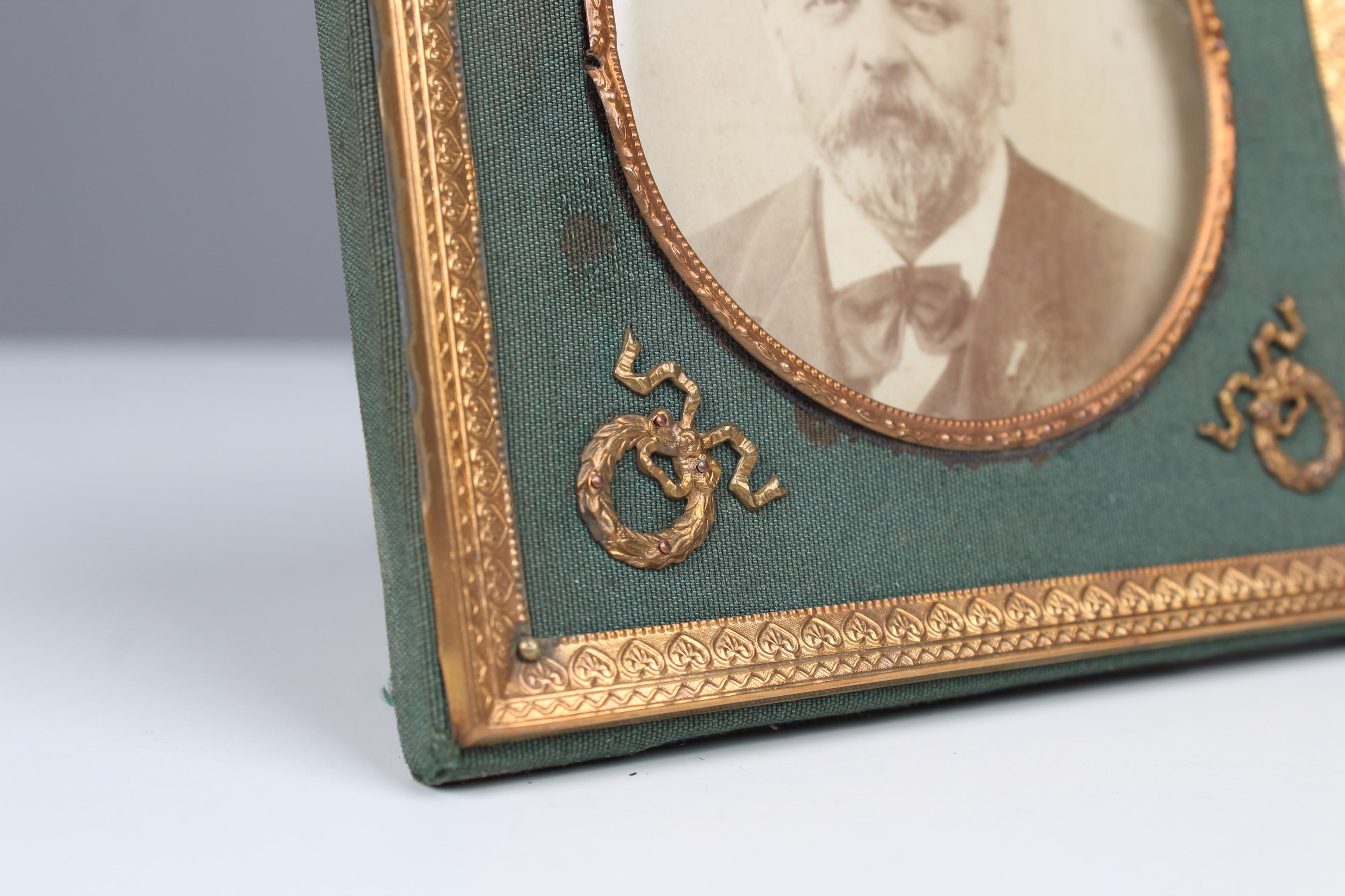 Victorian Antique Picture Frame, Bronze Dorée, France, Late 19th Century, 8 x 8 cm For Sale