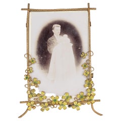 Antique Picture Frame, Flower Ornaments, Art Nouveau, France, 10 x 15 cm