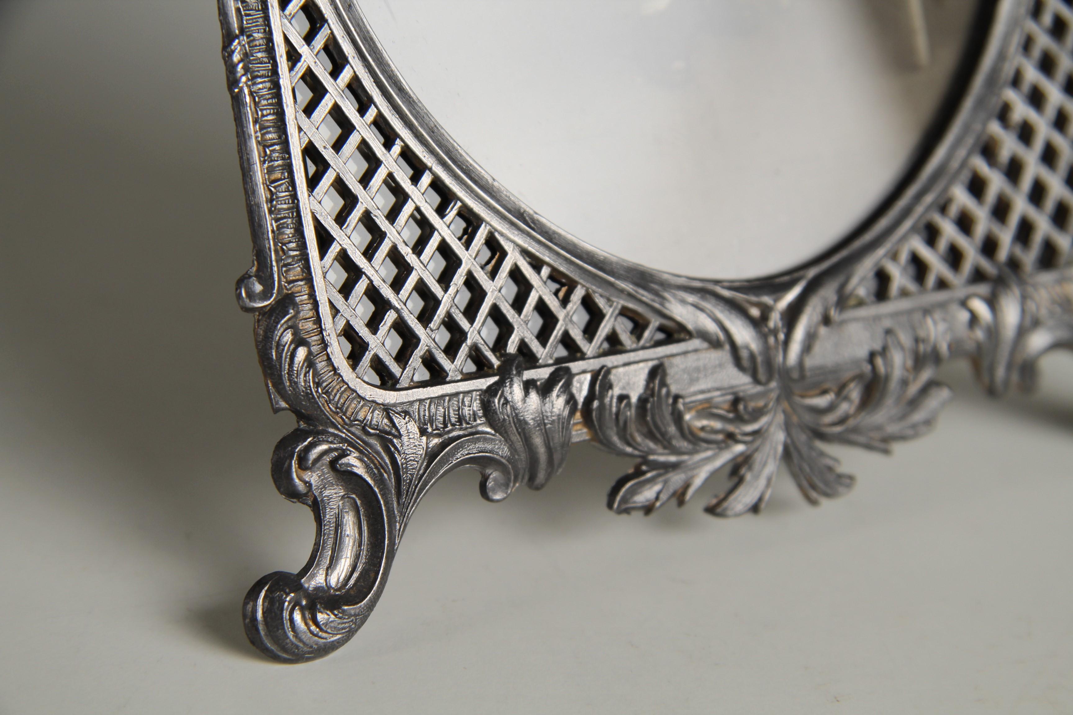 French Antique Picture Frame, France, Zinc Cast, Art Nouveau, 10 x 13 cm For Sale