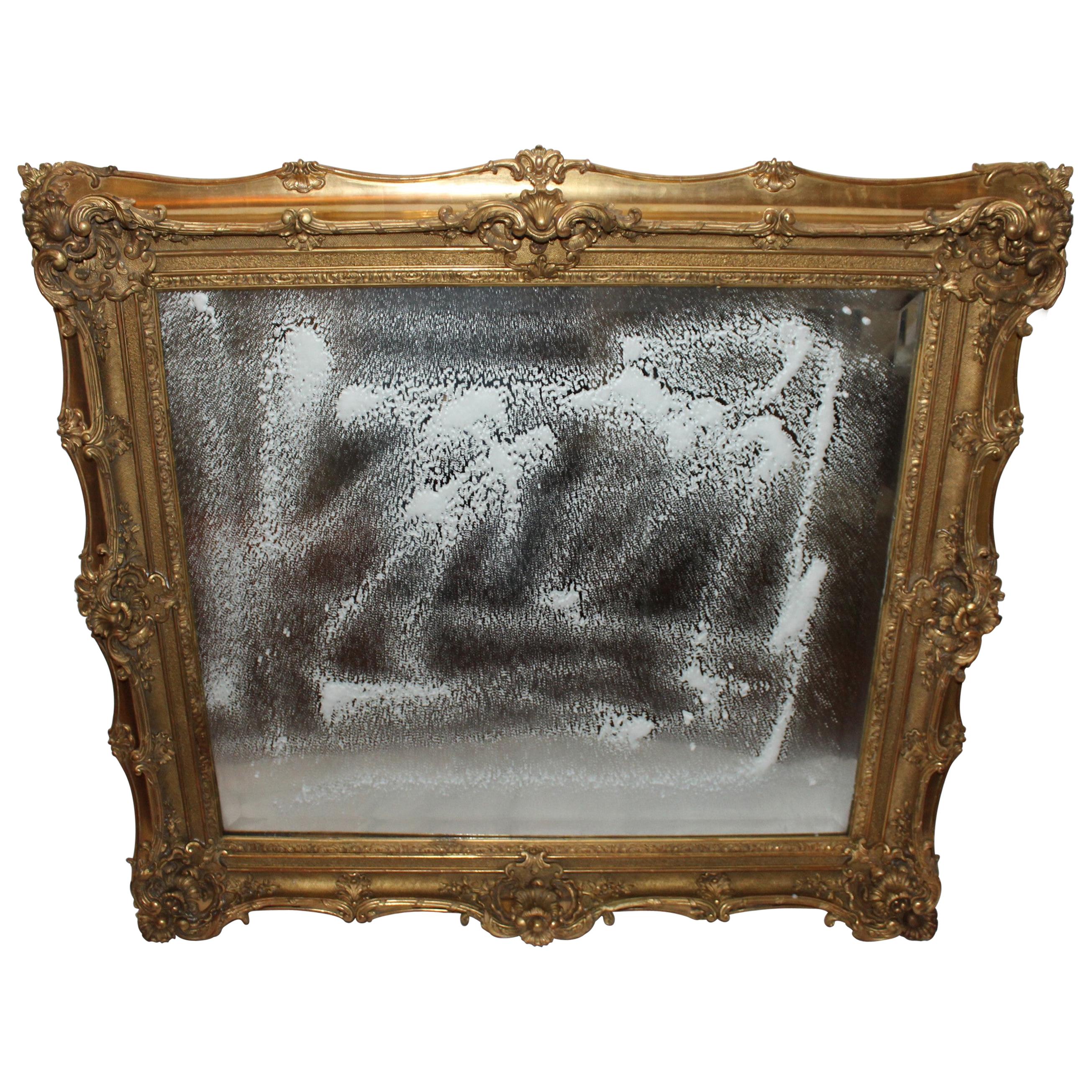 Antique French Picture Frame, Gold Leaf, Large made into a  Mirror now For Sale