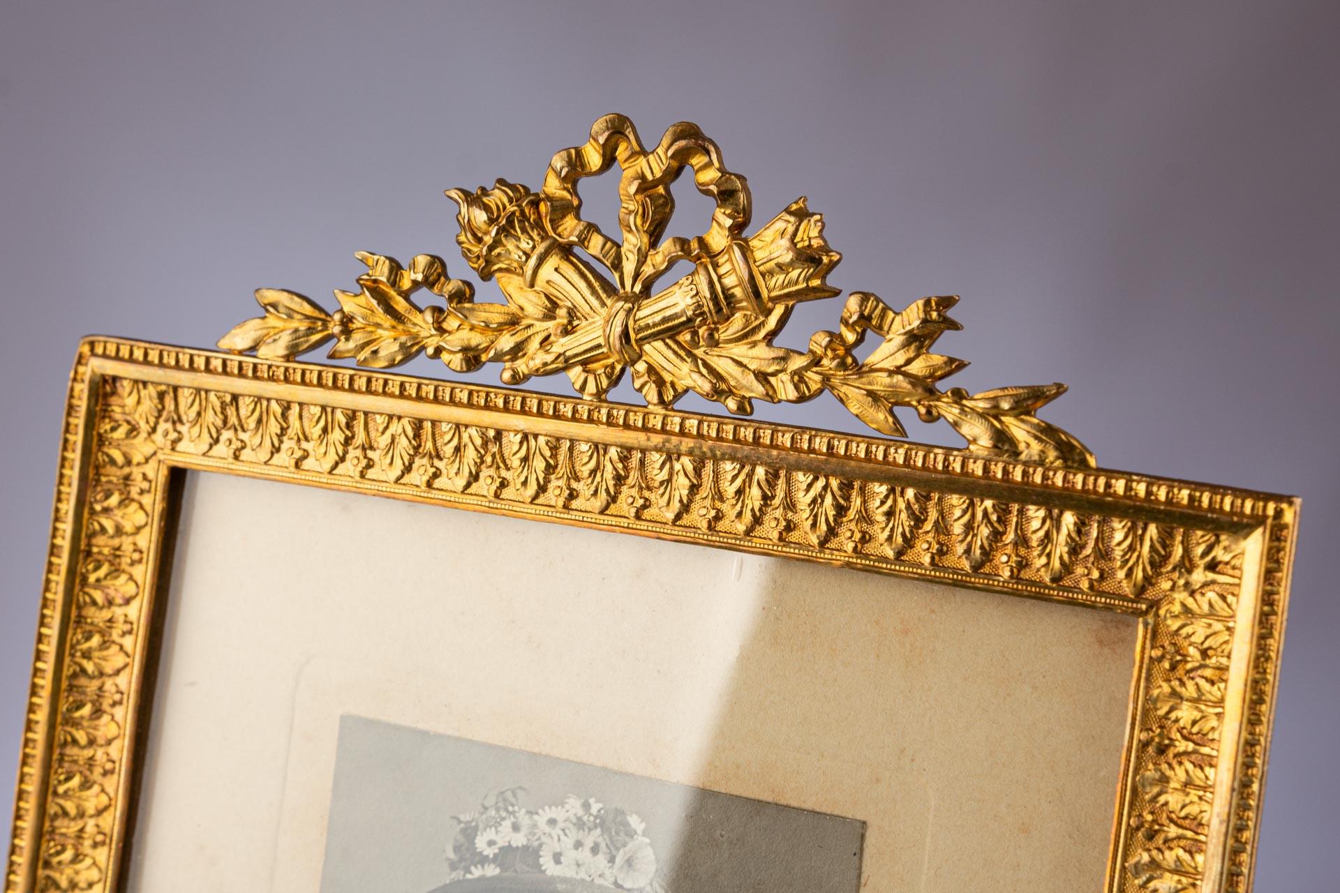 French Antique Picture Frame, Louis XVI Style, France, Circa 1880, 10 x 14 cm For Sale