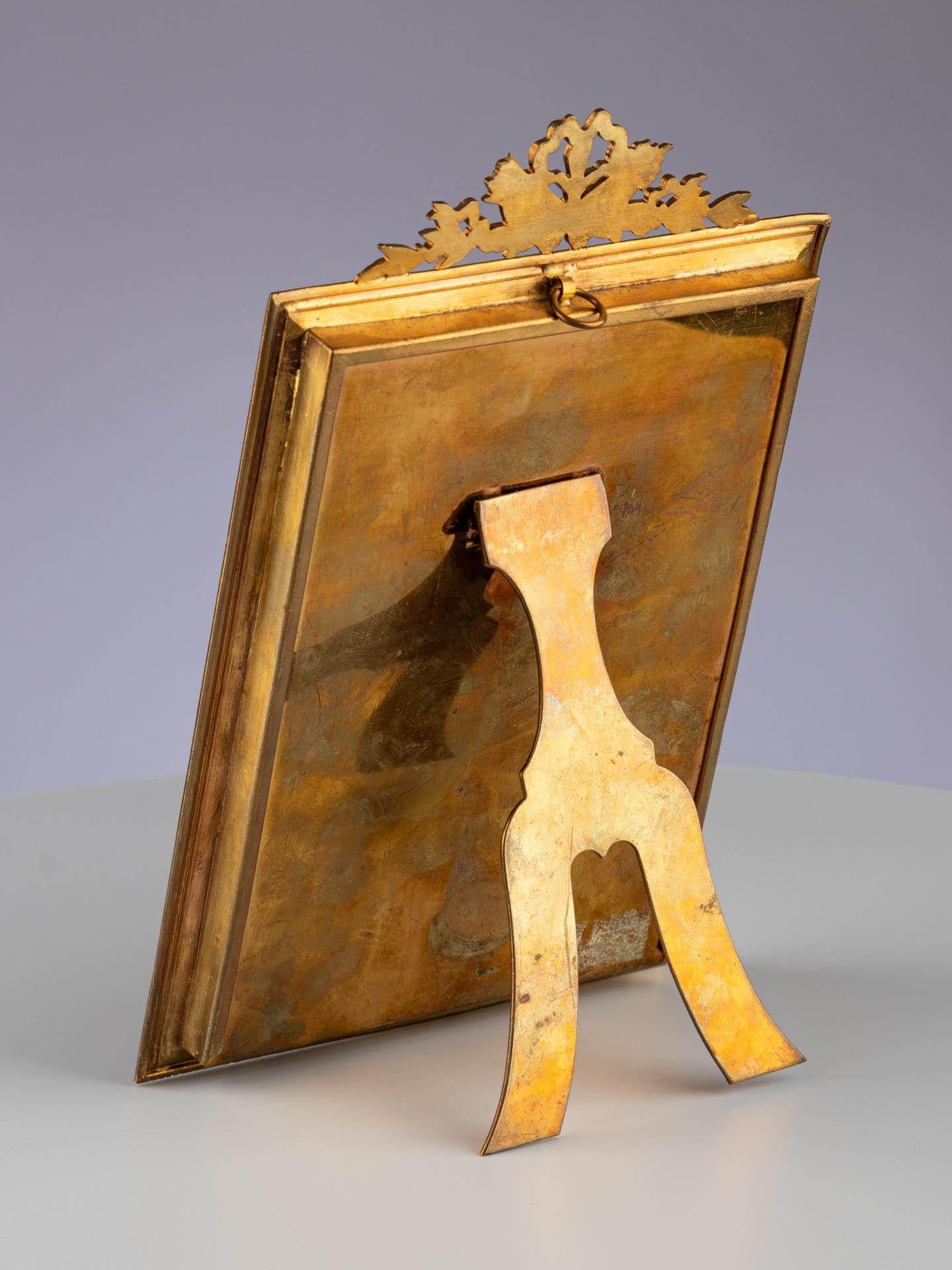 Brass Antique Picture Frame, Louis XVI Style, France, Circa 1880, 10 x 14 cm For Sale