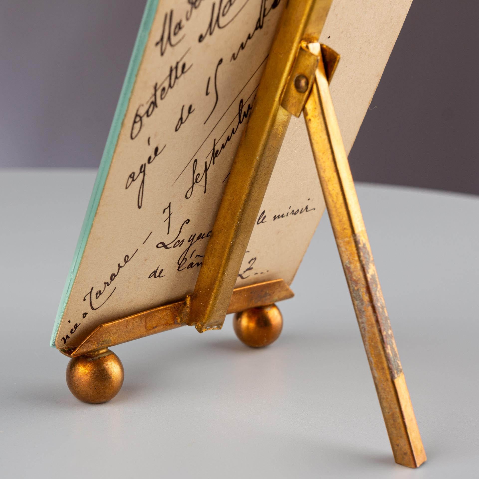 Marco antiguo, letra original, estilo Luis XVI, 1895, 6 x 10 cm en venta 1