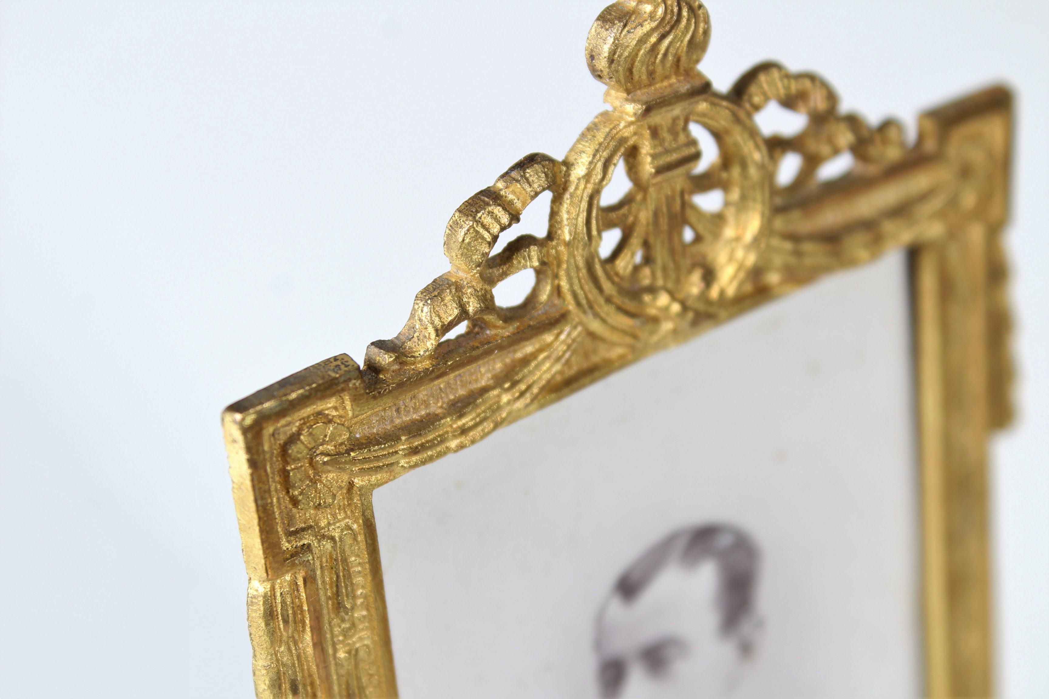 Antique Picture Frame, Photoframe, Brass, Bronze Dorée, Late 19th Century For Sale 2
