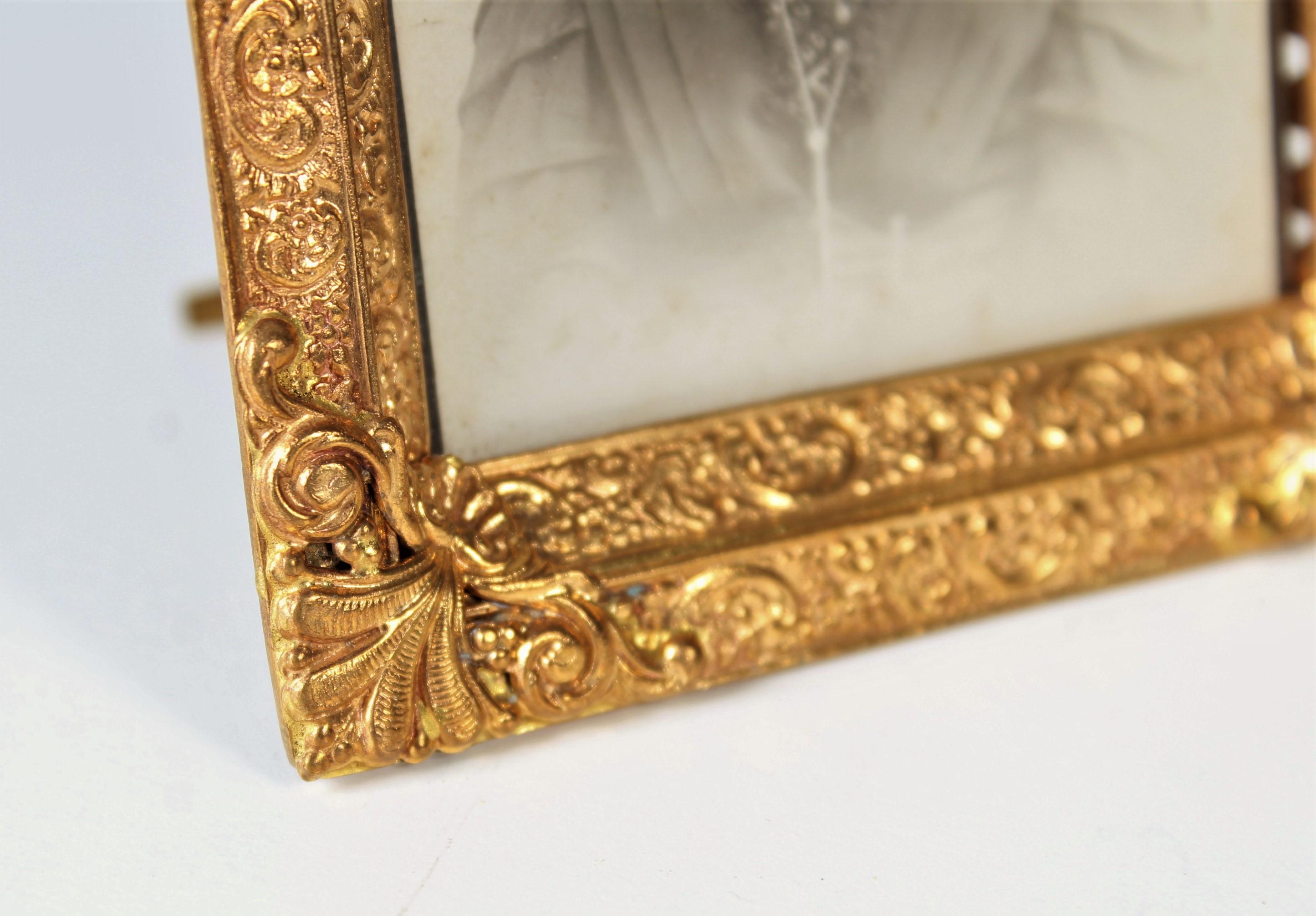 French Antique Picture Frame, Photoframe, Brass, Late 19th Century For Sale