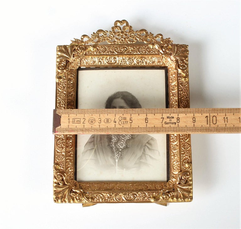 Antique Picture Frame, Photoframe, Brass, Late 19th Century For Sale at