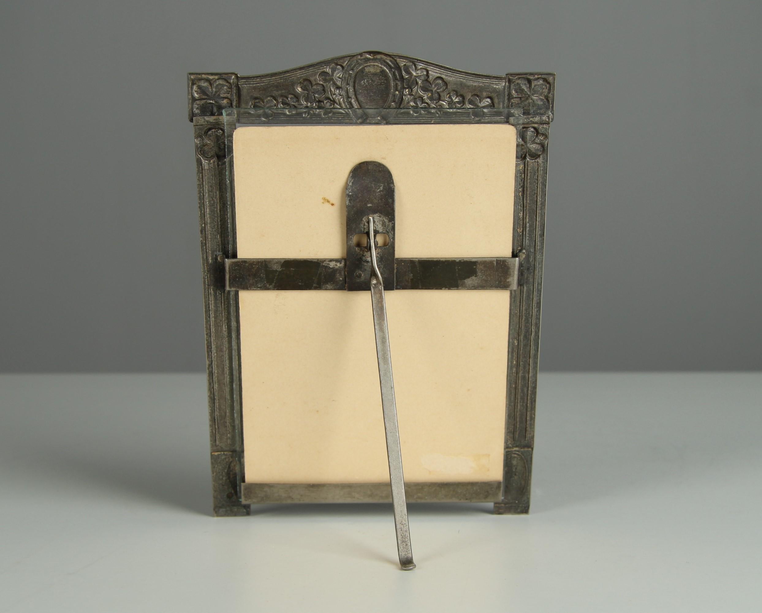 Marco antiguo Trébol, chapado en plata, Francia, 10 x 14 cm Francés en venta