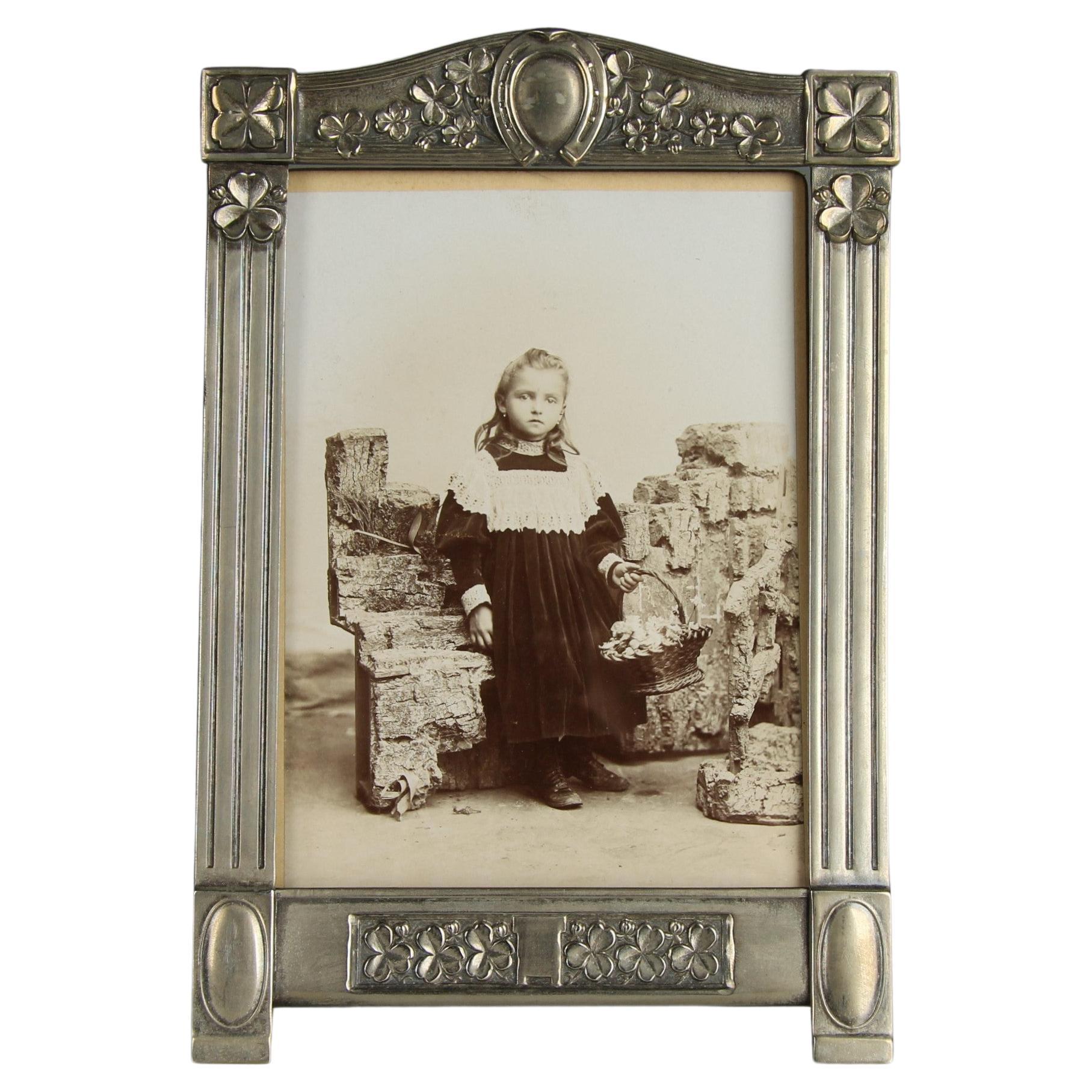 Marco antiguo Trébol, chapado en plata, Francia, 10 x 14 cm en venta