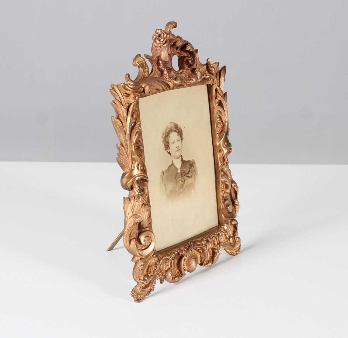 Louis XV Antique Picture Frame, Signed E.Roo, France, Bronze Dorée, Late 19th Century For Sale