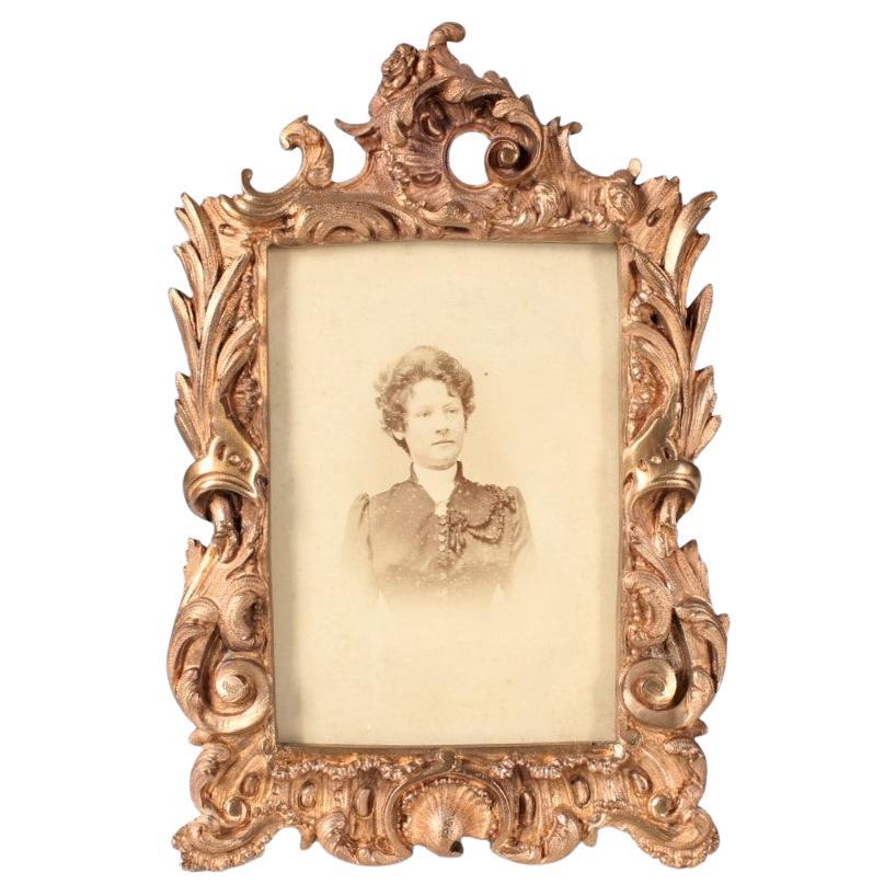 Antique Picture Frame, Signed E.Roo, France, Bronze Dorée, Late 19th Century For Sale