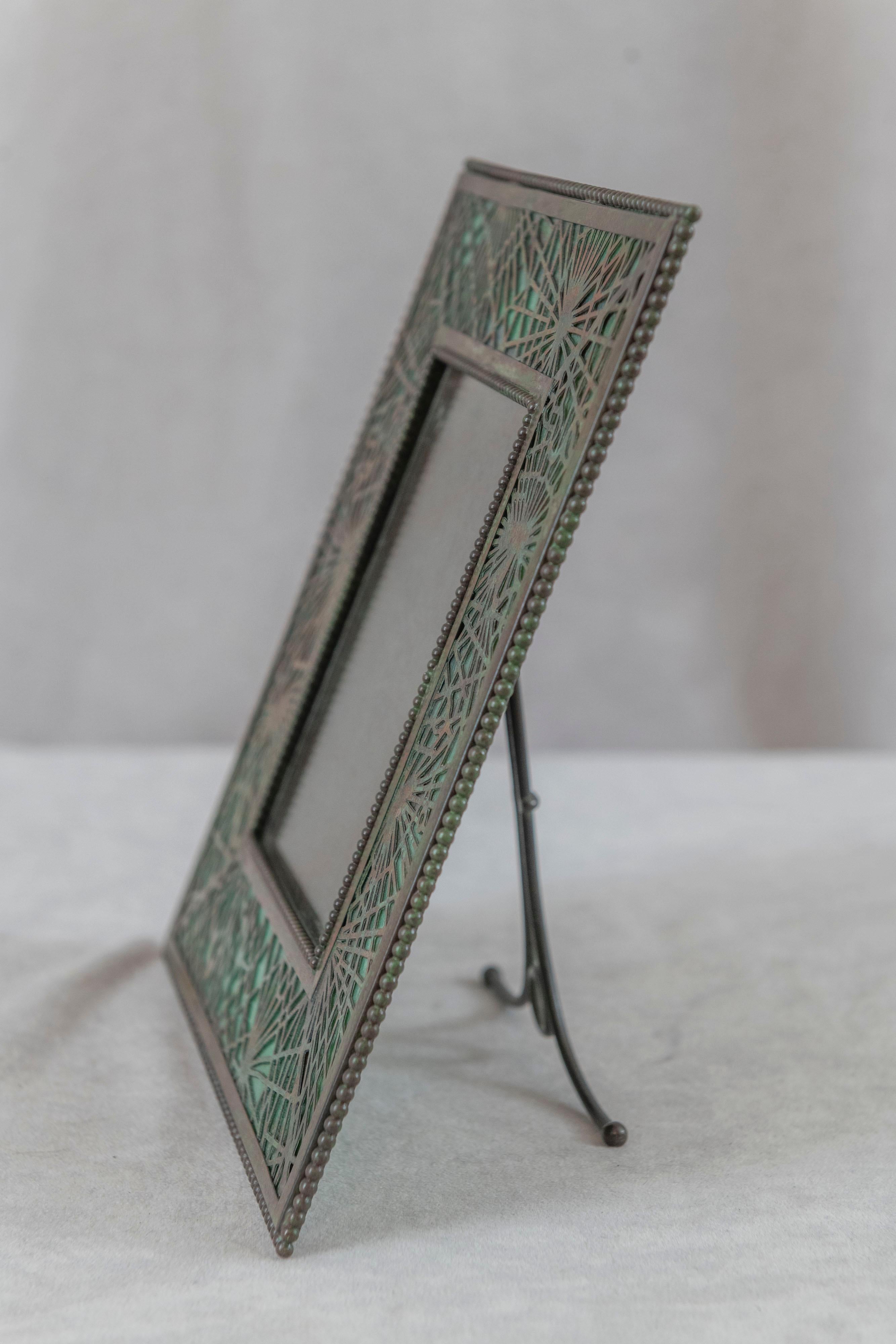 Arts and Crafts Antique Picture Frame, Signed Tiffany Studios, Pine Needle Design, ca. 1905