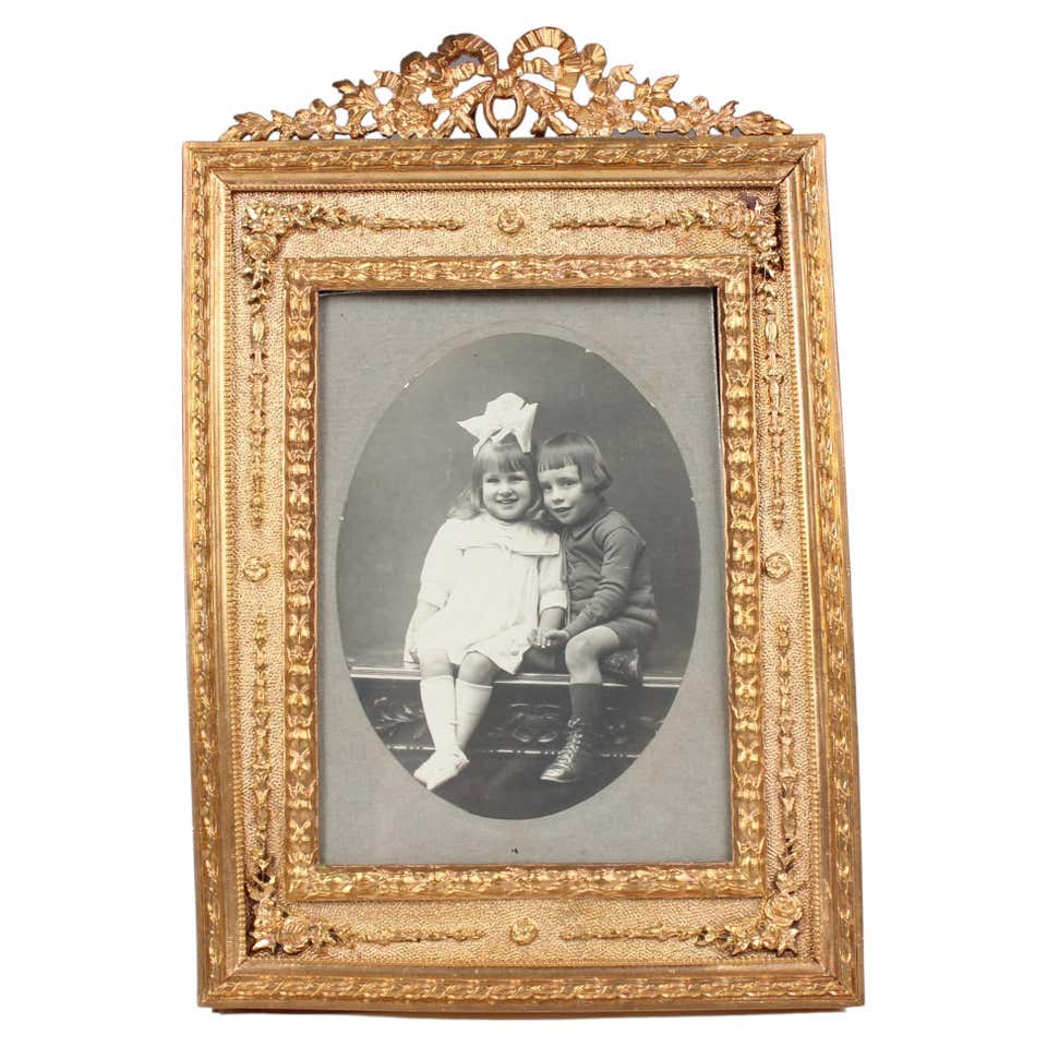 Antique Victorian Picture Frame, Bronze Dorée, France, 1880s, 8 x 13 cm ...