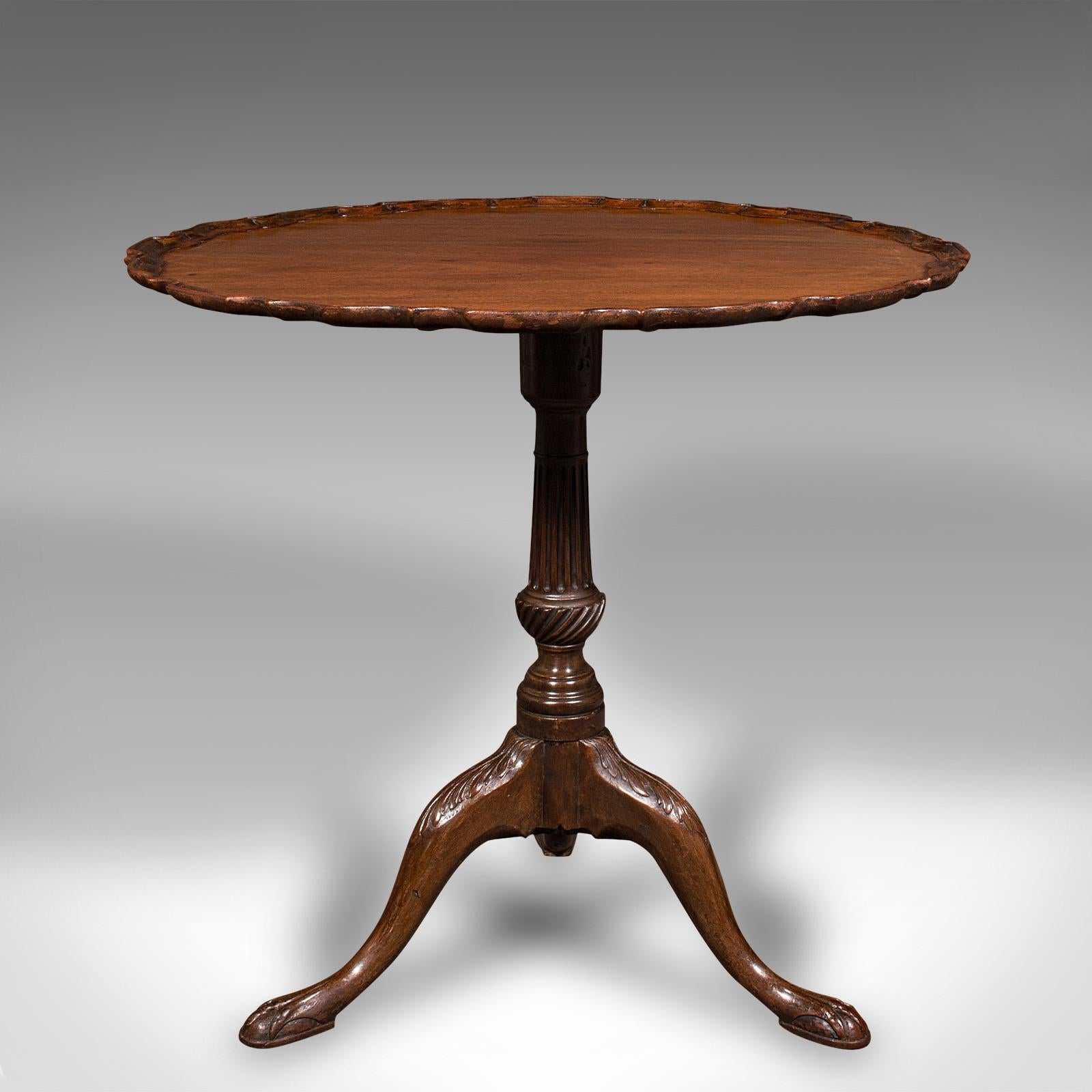British Antique Pie Crust Lamp Table, English, Tilt Top, Occasional, Victorian, C.1870 For Sale