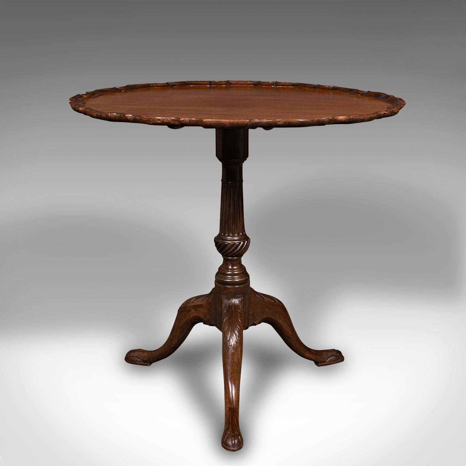 19th Century Antique Pie Crust Lamp Table, English, Tilt Top, Occasional, Victorian, C.1870 For Sale