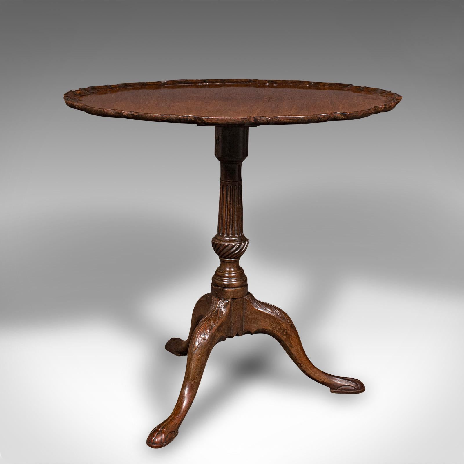 Wood Antique Pie Crust Lamp Table, English, Tilt Top, Occasional, Victorian, C.1870 For Sale