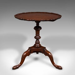 Antique Pie Crust Side Table, English, Walnut, Wine, Lamp, Victorian, Circa 1850