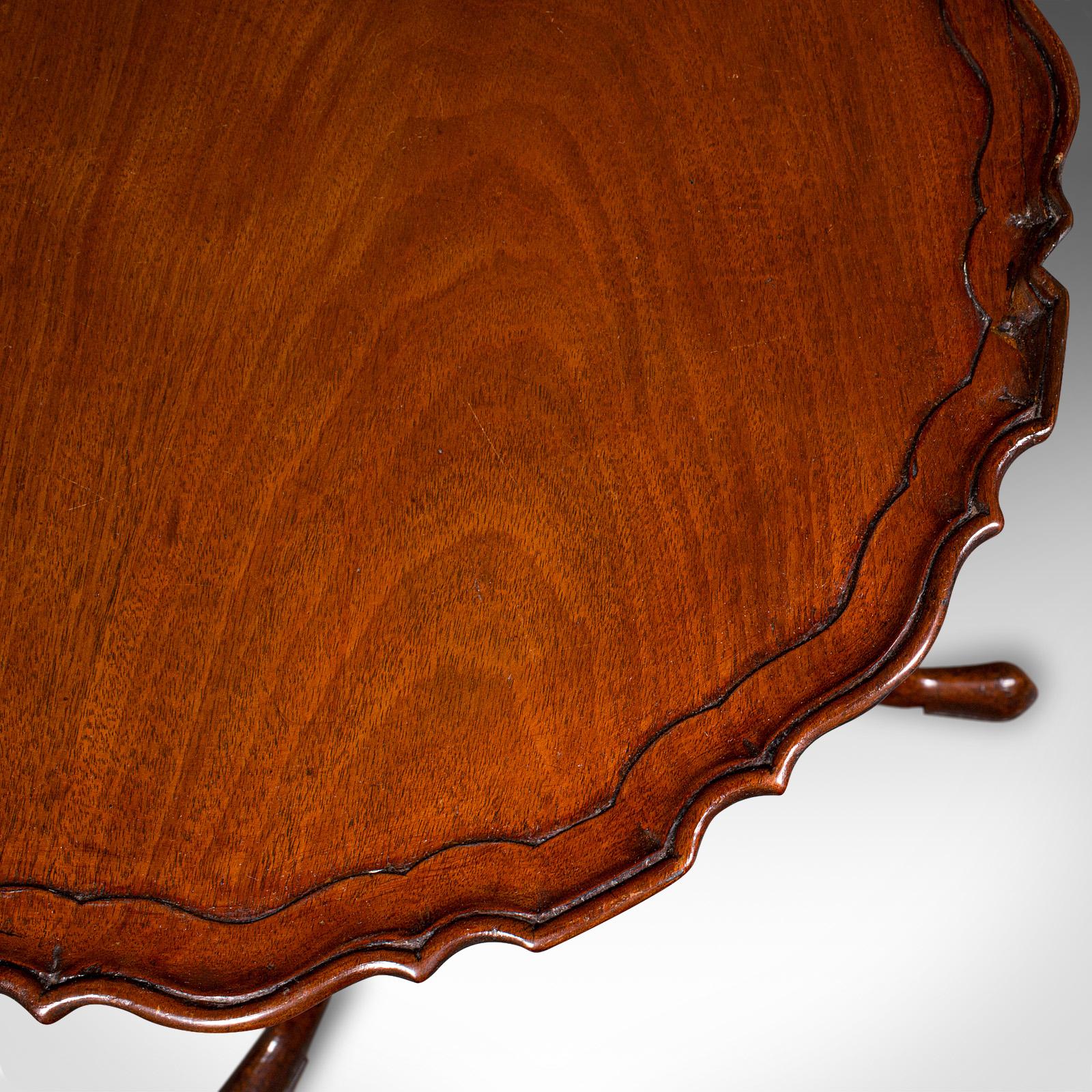 Antique Pie Crust Side Table, English, Walnut, Wine, Lamp, Victorian, Circa 1850 1