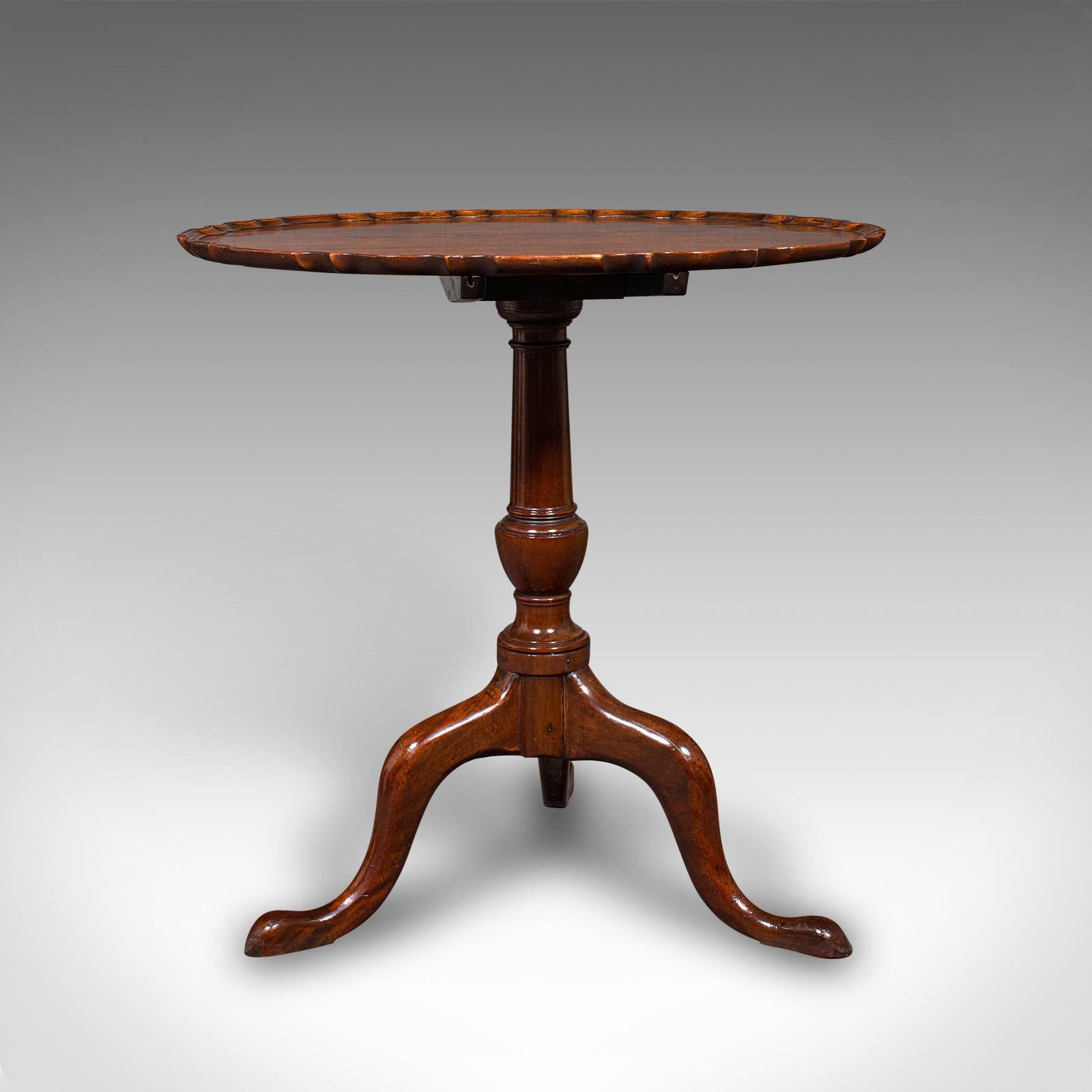 British Antique Pie Crust Table, English, Tilt-Top, Games, Occasional, Georgian, C.1790 For Sale